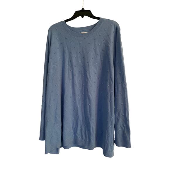 GUC Croft & Barrow Medium Blue Color Sweater Swiss Dots Crew Neck Size 4X - Picture 1 of 6